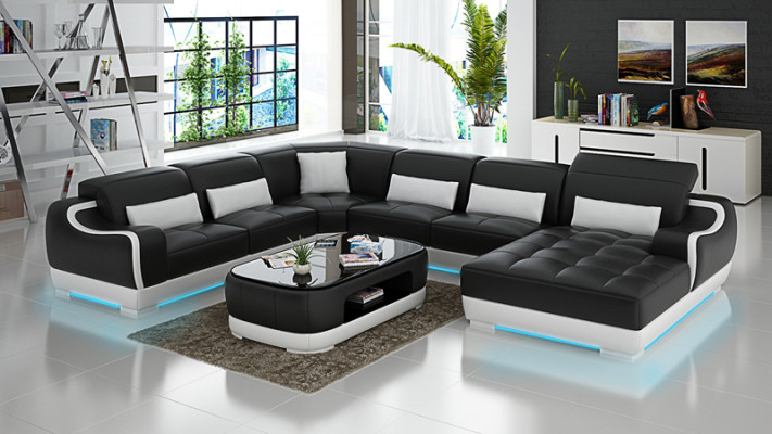 Leather Sofa Upholstery Seat Corner Sofa Suite Living landscape Living room Couch G8025