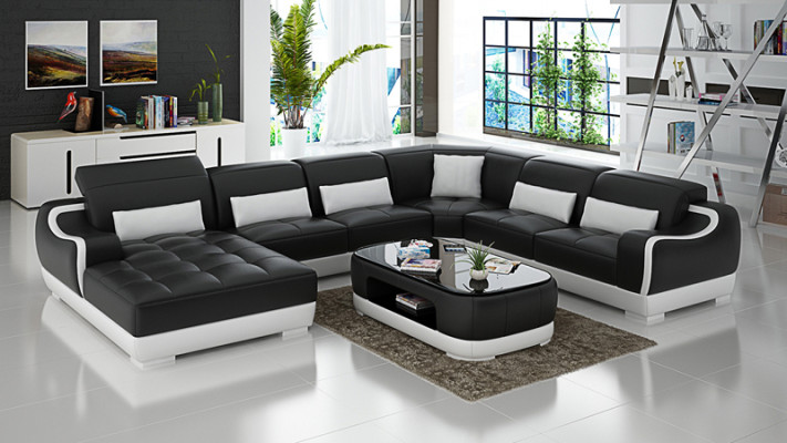 Leather Sofa Upholstery Seat Corner Sofa Suite Living landscape Living room Couch G8025