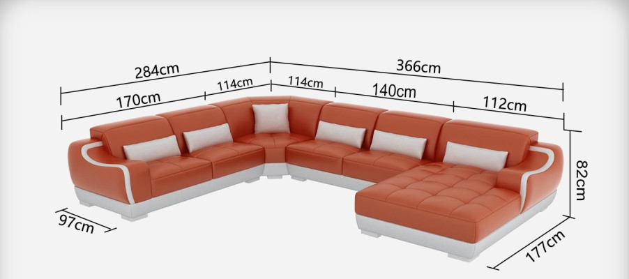 Leather Sofa Upholstery Seat Corner Sofa Suite Living landscape Living room Couch G8025