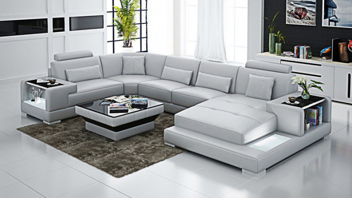 Leather sofa Couch Living landscape Corner sofa Corner Suite Design Modern Sofa G8023