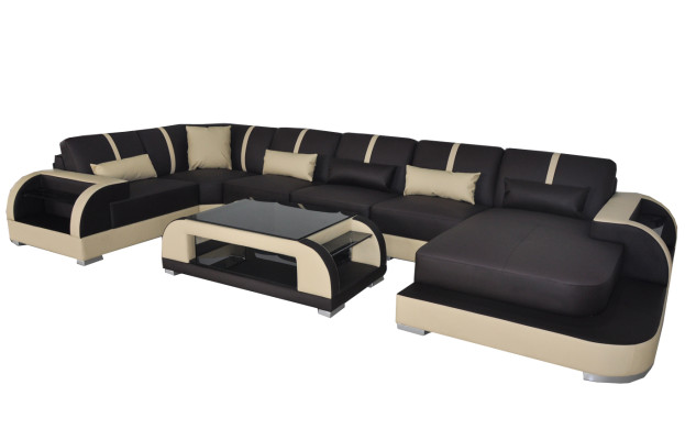 Leather Couch Upholstery Seat Corner Suite Modern Design Living landscape U-shape Sofas
