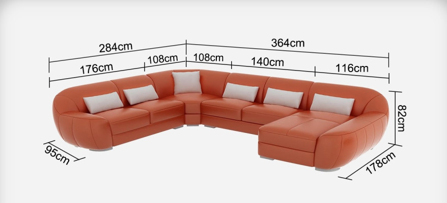 Design Leather Corner Sofa Modern Suite Couch Corner new Living landscape Gray USB
