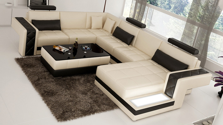 Living landscape Upholstery Corner Corner Sofa with USB Suite Landschaft Leather new 2723B