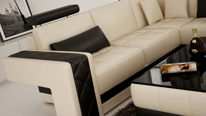 Living landscape Upholstery Corner Corner Sofa with USB Suite Landschaft Leather new 2723B