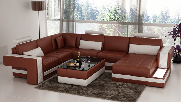 Living landscape Upholstery Corner Corner Sofa with USB Suite Landschaft Leather new 2723B
