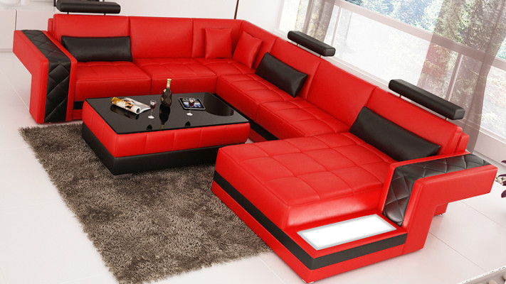 Living landscape Upholstery Corner Corner Sofa with USB Suite Landschaft Leather new 2723B