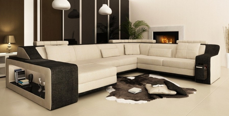 Modern Living landscape Upholstery Corner sofa Sofa Couch Corner Suite Textile Sofas +USB