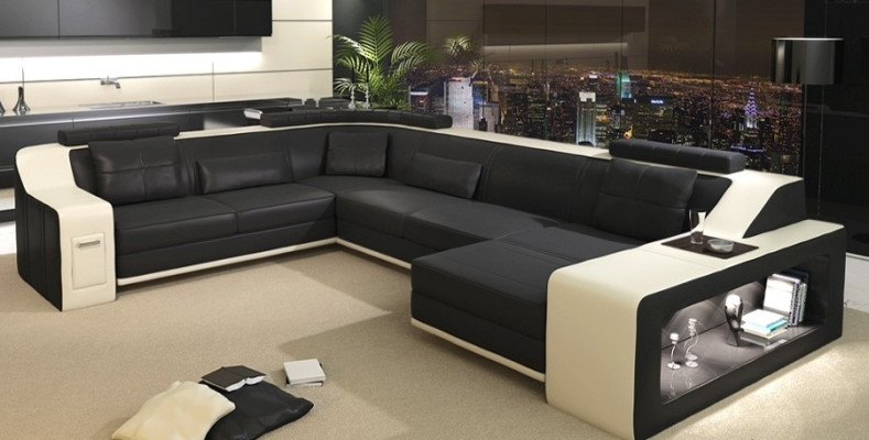 Modern Living landscape Upholstery Corner sofa Sofa Couch Corner Suite Textile Sofas +USB