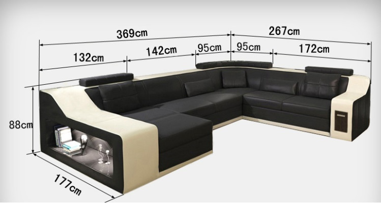 Leather sofa Couch Living landscape Corner sofa Corner Suite Design Modern Sofa with USB