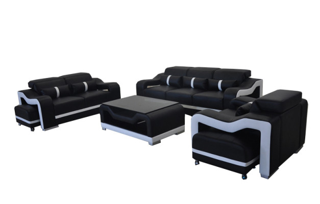 Sofa Leather Couch Upholstery Suite 3+2+1 Seat Complete Set Sets G8027D + Table