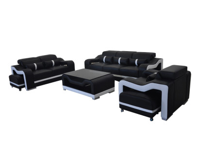 Sofa Leather Couch Upholstery Suite 3+2+1 Seat Complete Set Sets G8027D + Table