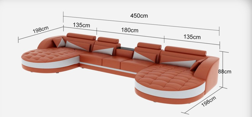 Leather Corner Sofa Corner Living landscape Suite Design Modern Couch Sofas U-shape G8018