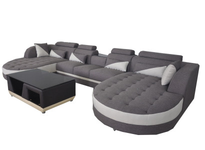 Corner Sofa Upholstery Couch Seat Suite Modern U-shape Living landscape Corner Leather
