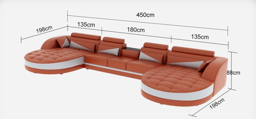 Corner Sofa Upholstery Couch Seat Suite Modern U-shape Living landscape Corner Leather