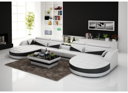 Leather sofa Couch Living landscape Corner sofa Corner Suite Design Modern Sofa G8018D