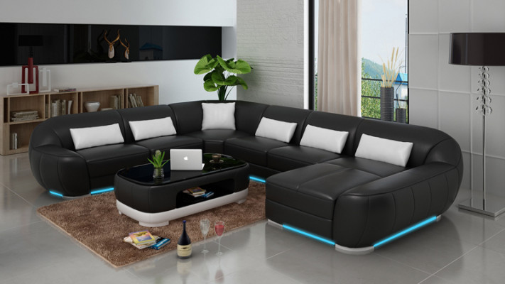 Leather sofa Couch Living landscape Corner sofa Corner Suite Design Modern Sofa G8022