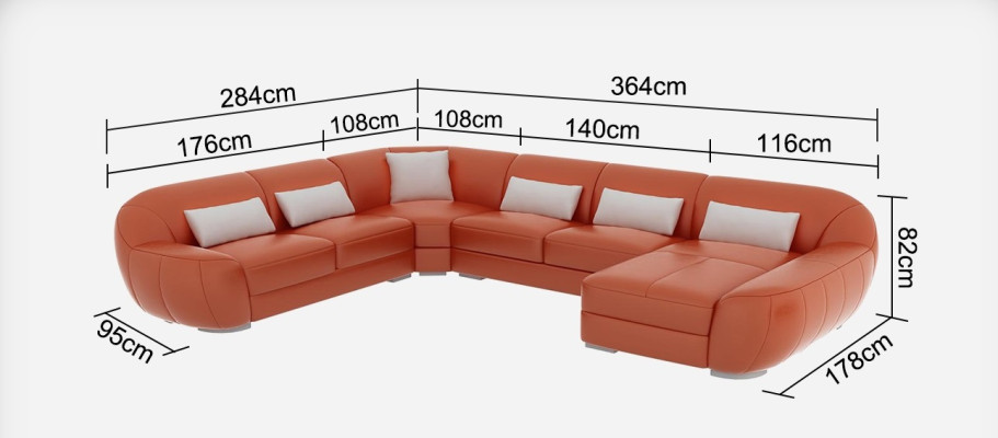 Leather sofa Couch Living landscape Corner sofa Corner Suite Design Modern Sofa G8022