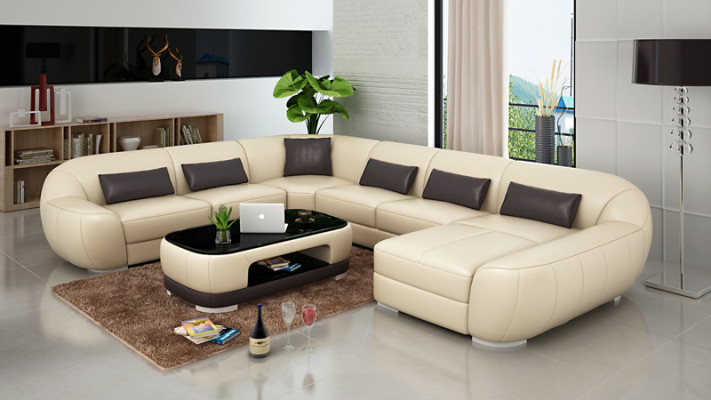 Leather sofa Couch Living landscape Corner sofa Corner Suite Design Modern Sofa G8022