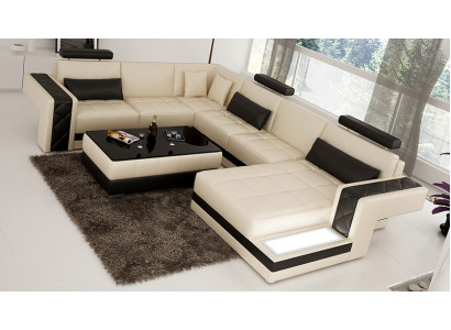 Modern leather sofa couch living landscape corner sofa corner suite decor design