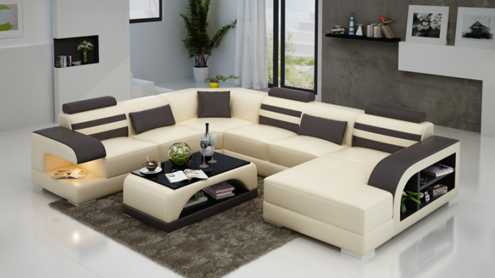 Modern elegance U-shaped corner sofa in exquisite leather design