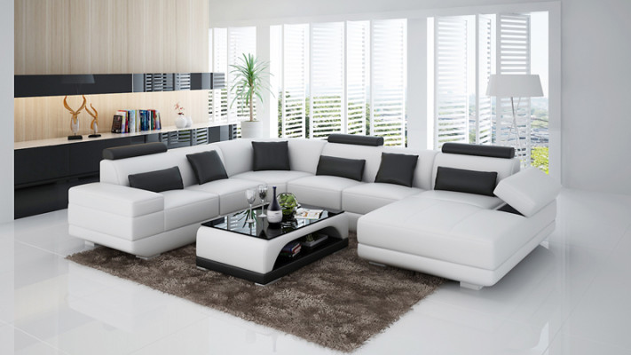 Leather sofa Couch Living landscape Corner sofa Corner Suite Design Modern Sofa