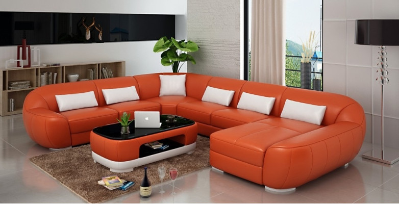 Modern leather sofa Corner sofa Living landscape Seat Upholstery Couch Suite new FEO