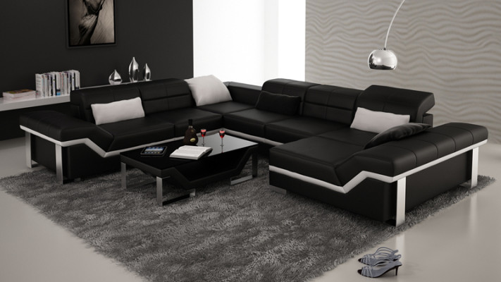 Modern seating area leather sofa Corner sofa Sofa Upholstery Couch Living landscape K5007 + USB