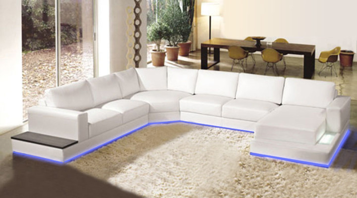 Design leather sofa Living landscape Couch Corner sofa Eck Suite Modern Sofa with USB