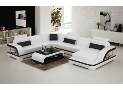 Leather sofa Couch Living landscape Corner sofa Corner Suite Design Modern Sofa with USB