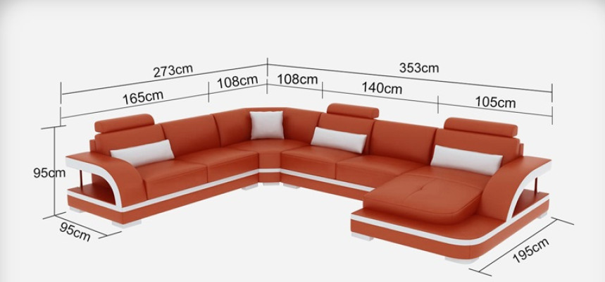 Leather sofa Couch Living landscape Corner sofa Corner Suite Design Modern Sofa with USB