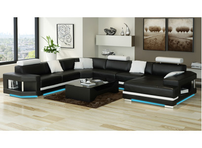 Leather sofa Sofa Couch Living landscape Corner sofa Suite Design Modern Sofa with USB