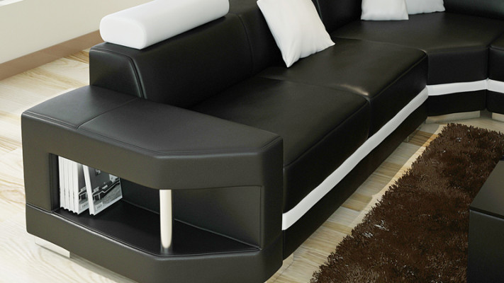 Leather sofa Sofa Couch Living landscape Corner sofa Suite Design Modern Sofa with USB
