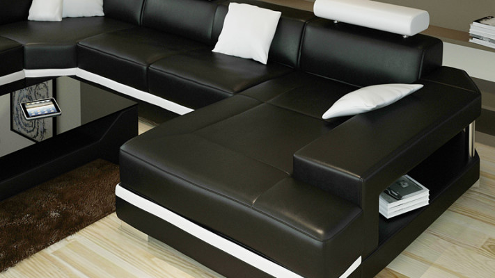 Leather sofa Sofa Couch Living landscape Corner sofa Suite Design Modern Sofa with USB