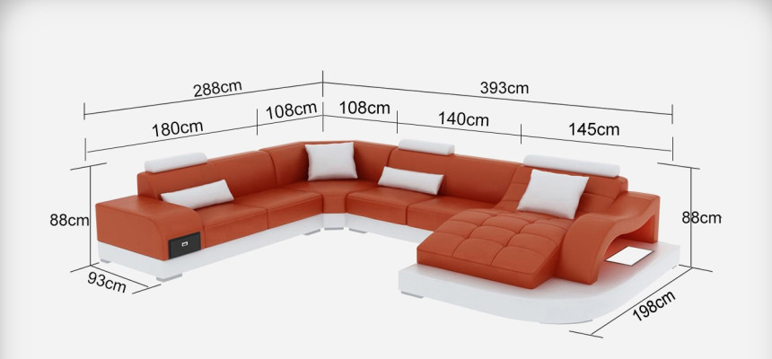 Leather sofa Couch Living landscape Corner sofa Eck Suite Design Modern Sofa USB new