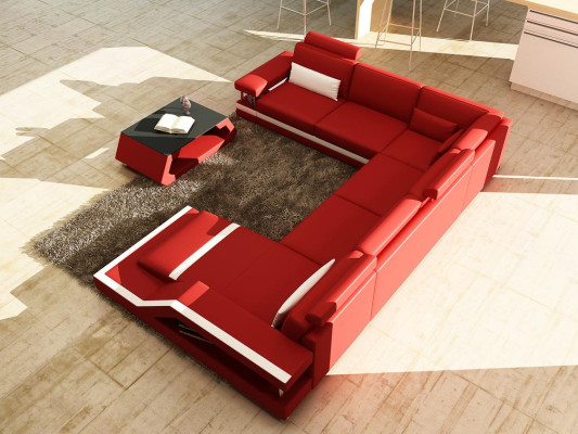 Designer Sofa Corner sofa Living landscape Big Modern leather sofa + USB, Patented new