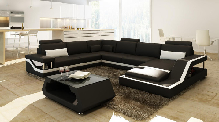 Designer Sofa Corner sofa Living landscape Big Modern leather sofa + USB, Patented new