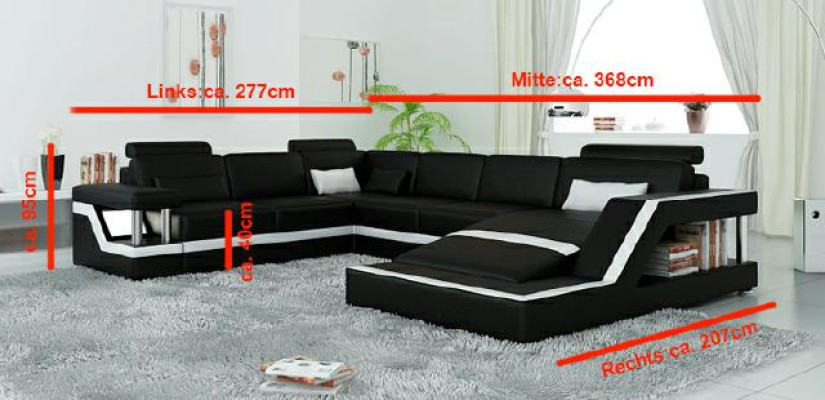 Designer Sofa Corner sofa Living landscape Big Modern leather sofa + USB, Patented new