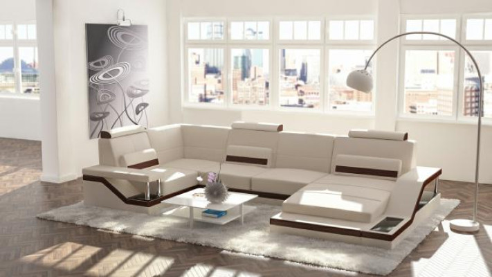 Living landscape Sofa + USB Upholstery Seat Corner sofa Suite Textile Fabric Leather Sofas