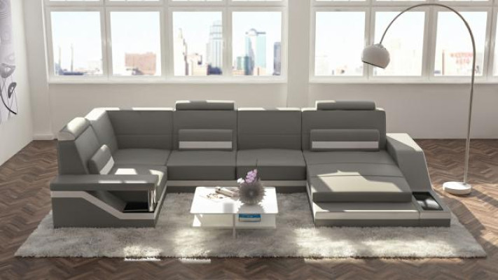 Living landscape Sofa + USB Upholstery Seat Corner sofa Suite Textile Fabric Leather Sofas