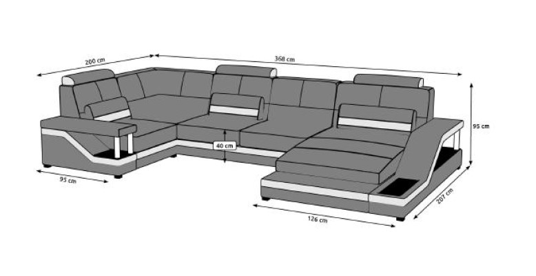Living landscape Sofa + USB Upholstery Seat Corner sofa Suite Textile Fabric Leather Sofas