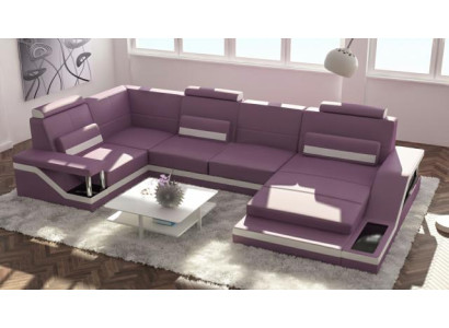 Living landscape Sofa with USB Upholstery Corner sofa Suite Textile Fabric Leather Sofas
