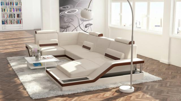 Living landscape Sofa with USB Upholstery Corner sofa Suite Textile Fabric Leather Sofas