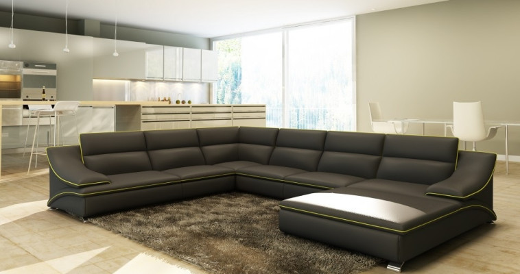 Corner sofa Leather sofa Upholstery Living landscape Couch Sofa Corner suite U-shape EltmannG