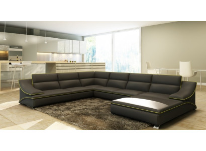 Corner sofa Leather sofa Upholstery Living landscape Couch Sofa Corner suite U-shape EltmannG
