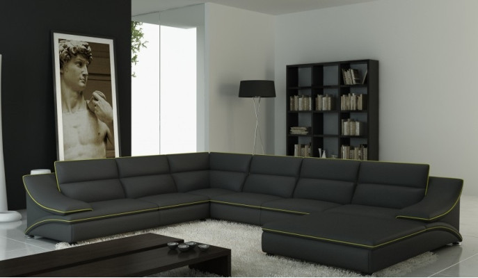 Corner sofa Leather sofa Upholstery Living landscape Couch Sofa Corner suite U-shape EltmannG