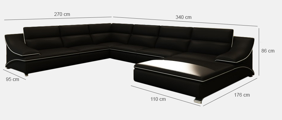 Corner sofa Leather sofa Upholstery Living landscape Couch Sofa Corner suite U-shape EltmannG