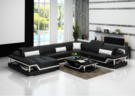 Leather sofa Couch Living landscape Corner sofa Corner Suite Design Modern Sofa G8004