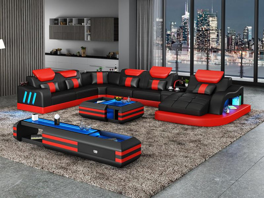 Corner sofa Upholstery Corner sofa Sideboard U-shape Coffee table Leather sofa Living landscape new