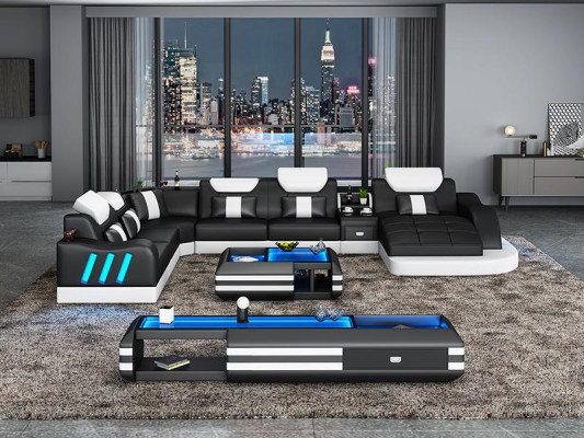 Corner sofa Upholstery Corner sofa Sideboard U-shape Coffee table Leather sofa Living landscape new