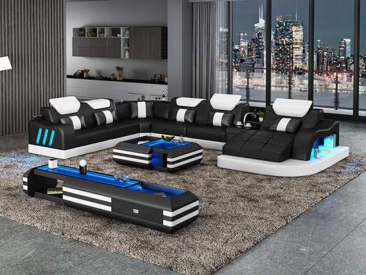 Corner sofa Upholstery Corner sofa Sideboard U-shape Coffee table Leather sofa Living landscape new